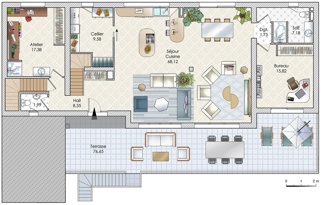 Plan de maison moderne pour une maison de 2 étage 