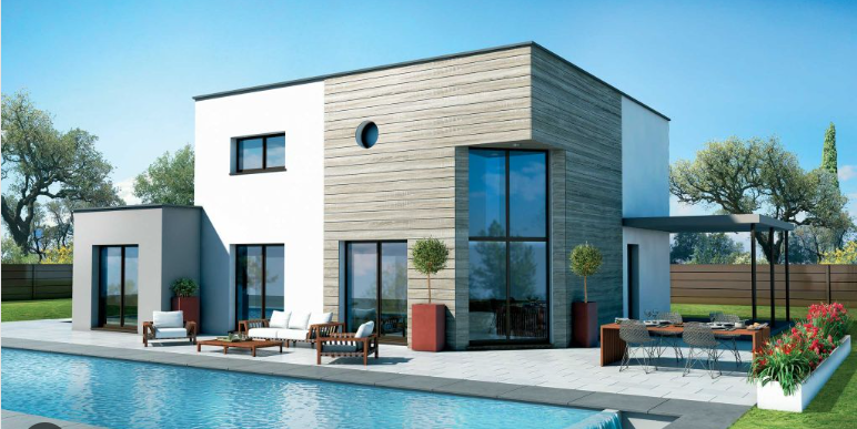 Architecte maison contemporaine avec une piscine qui orne la batisse